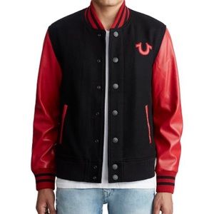 MEN’S TRUE RELIGION VARSITY JACKET SIZE LARGE PRISTINE CONDITION